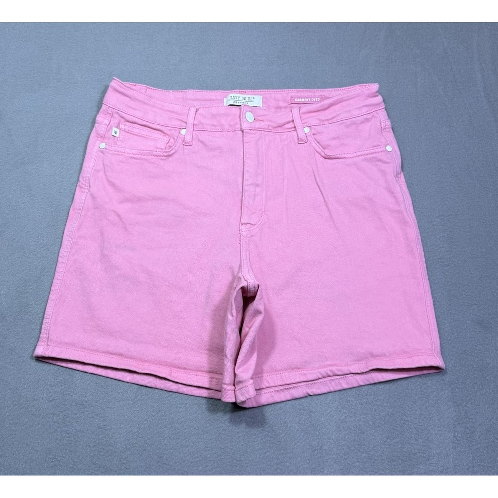 Judy Blue Shorts Womens 1XL Pink Aurora Shorts Denim Stretch Normcore Mom USA
